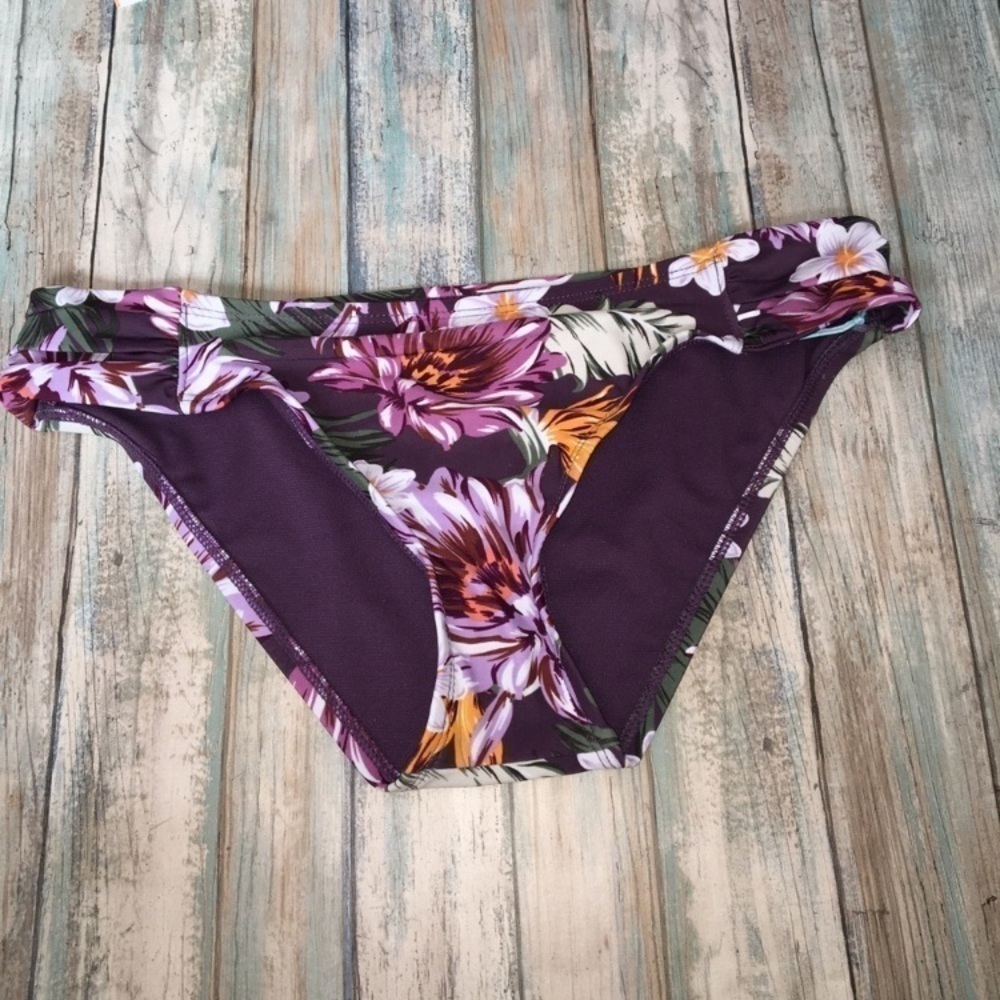 NWT Kona Sol Purple Floral Bikini Bottoms - Picture 2 of 8